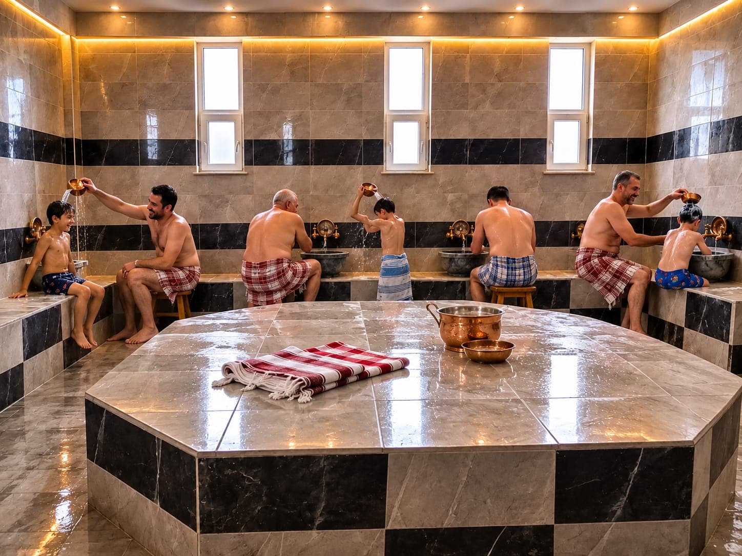 Türk hamamı kullanımdayken